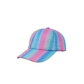 Dettaglio del cappellino glitterato con sfumatura rosa e blu e riflessi metallici - Bambini (50-53CM) / Strisce Arcobaleno (Sfumatura Blu e Rosa)