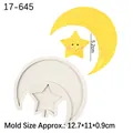Silicone mold set featuring moon and smiling star shapes for DIY cake toppers - 1# Star and Moon / Gray