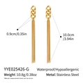 Detail shot of elegant long tassel earrings in 18K gold plated stainless steel - Pure Gold Style (YYE025426-G)
