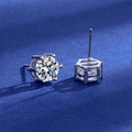 S925 sterling silver six-prong moissanite stud earrings with round cut brilliant stone - 2-carat White Gold Six-prong Stud Earrings Led-23