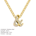 14K gold plated stainless steel necklace with zircon-studded & symbol pendant - Symbol & / Gold