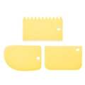 Set of 3 yellow plastic dough scrapers with serrated and curved edges for baking - Nordic Yellow Scraper Set of 3