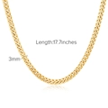 3mm wide golden cuban curb chain necklace in 17.7 inches length with glossy finish - 3mm Gold Curb Chain (JDN20125)