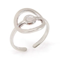 Anillo ajustable de acero inoxidable plateado con diseño circular minimalista - Abierto Ajustable / Color Acero