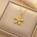 Collana con ciondolo a girasole vintage hip-hop con zirconi in una scatola per gioielli - Stile Girasole Oro Zirconia Bianca (8829)