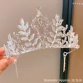 Silver crystal crown headband with leaf design and 11.5cm diameter for girls - Silver Leaf Wreath