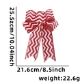 Red and white striped Christmas burlap bow decoration with precise size measurements - Striped Bow