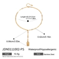 Collana geometrica in acciaio inossidabile dorato con dettagli su dimensioni e peso - Oro e Argento