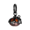 S925 sterling silver Halloween pumpkin skull charm with orange translucent center stone - Skull Pumpkin (SCC3178)