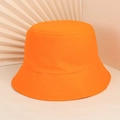 Classic bright orange cotton bucket hat for kids with durable flat-top structure - Orange