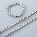 Set collana e bracciale a catena veneziana argento con robusta chiusura a moschettone - Catena Veneziana da 6.6mm / Bracciale 20cm