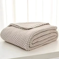 Minimalist beige chunky knit throw blanket with soft texture for sofa or office decor - Off White