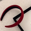 Elegant red velvet headband with black lining on cozy beige fleece texture background - Wine Red 3cm