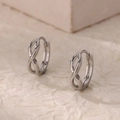 Minimalist silver infinity hoop earrings with a polished finish and latch closure - Silver Infinity
