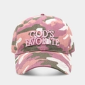 Vintage pink camouflage baseball cap with GOD'S FAVORITE embroidery and distressed finish - Pink Camouflage (1#)
