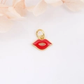 Mini-Lippenanhänger aus 18k vergoldetem Kupfer für DIY-Halsketten und Armbänder - Rot