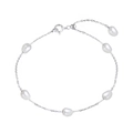 Elegante pulsera de plata de ley 925 con perlas barrocas y cierre de muelle ajustable - Plateado