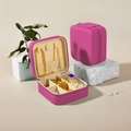Portable jewelry organizer box in rose red finish with multiple storage compartments - Cross-grain / Rose Red