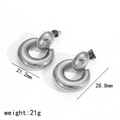 Silberne Creolen aus Edelstahl mit ovalem Anhänger, Größe 21,2mm x 28,8mm, Gewicht 21g - Silberner Runder Stil (TE60310-S)