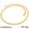 Collana a catena cubana piatta dorata in acciaio inox, 550mm lunga e 5mm larga - 5mm / Oro