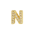 Classic 18k gold letter N pendant with sparkling micro-pave cubic zirconia crystals - Letter N