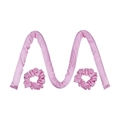 Pink heatless hair curler set with matching satin scrunchies for sleeping curls - Pink (Without Clip)