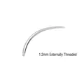 1.2mm external thread curved piercing insertion taper made of polished stainless steel - 1.2mm External Thread Curved Bar
