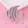 Pink and silver sparkling tropical fish brooch with rhinestones, 40mm x 40mm size - D1005 Pink Rhinestone Fish