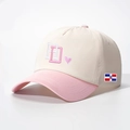 Berretto da baseball bicolore ricamato RD con bandiera della Repubblica Dominicana - Taglia unica(56-58cm) / Bianco Sporco e Rosa