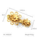 Spécifications de taille de la pince à cheveux fleur en acier inoxydable doré 18K - Style Double Fleur et Strass (HC-H60034) / Or