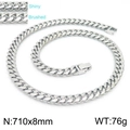 Silver stainless steel Cuban link chain with shiny and brushed finish 8mm width - Shiny/Brushed (KN225336-Z)