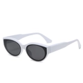 Occhiali da sole ovali retrò cat-eye con montatura bianca spessa e lenti grigie - Montatura Bianca Lente Grigio Scuro