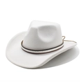 Detail of white felt cowboy hat featuring metallic stars on a leather decorative band - M (56-58cm) / White