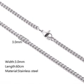 Silver 3.0mm stainless steel pearl twist chain with lobster clasp, 60cm length - Curb Chain / Silver
