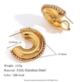 316L stainless steel chunky heart hoops in 18K gold plating with sparkling crystals - Rhinestone Edged Smooth 30mm Hoops-Gold