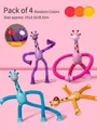 Set of 4 glowing giraffe suction cup telescopic toys with flexible tubes for children - 4-Pack LED Glowing Telescopic Giraffe Toys