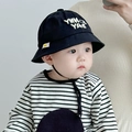 Black cotton infant bucket hat with smile embroidery and adjustable chin strap - 8 Months-3 Years (46-50cm) / 27 Black (Smile Face)