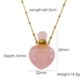 14K gold plated stainless steel heart rose quartz perfume bottle necklace pendant - Rose Quartz