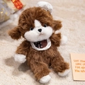 Brown and white plush teddy dog toy with floral bib and hat on soft carpet - 30cm (0.22kg) / Brown