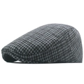 Klassieke wollen flat cap met pied-de-poule patroon in zwart en grijs voor heren - Blauwgrijs
