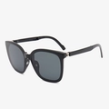 Foldable black frame sunglasses with dark grey polarized lenses in a 45-degree side view - 4th Gen - Smoky Ink Black