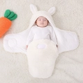 Gigoteuse bébé en polaire blanche avec capuche à oreilles de lapin et carotte - 【Sherpa】Jambe Ronde Oreilles de Lapin Blanc