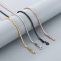 Detail of 3mm snake chains in gold, silver, black, and rose gold finishes on blue stand - Square Snake Chain / 55cm / Steel