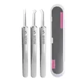 3-piece professional stainless steel precision tweezer set with portable storage case - 3 Tweezers (Straight/Slanted/Hook) + Box