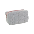 Quilted cloud pattern velvet pencil case in grey with contrasting pink zipper detail - Blue (Cloud Quilted)