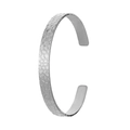 Elegant silver titanium steel open bangle with hammered geometric texture for women - Y537-2 Silver Hammered
