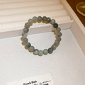 Elegant multi-layer beaded bracelet featuring grey-green natural stones and crystal charms - Green Natural Stone Beaded Bracelet