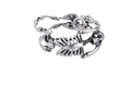 Gothic Totenkopf Skelett Armband aus Edelstahl in antikem Silber-Finish Design - Mattierte Stahlfarbe (KB42458-D)
