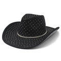Black western cowboy hat with sparkling rhinestones and a silver sequined band - M (56-59cm) / Black