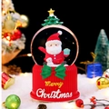 Boîte à musique de Noël rouge avec figurines Père Noël et bonhomme de neige en verre - 2062 Assis / Grand 100 Neige+Lumière+Musique
